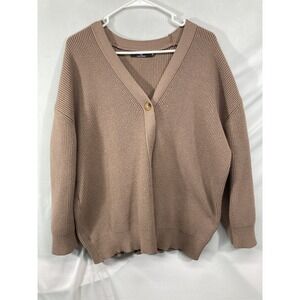 Lillusory organic cotton,  Cable Knitted V-neck cardigan-bottom U platte Size M